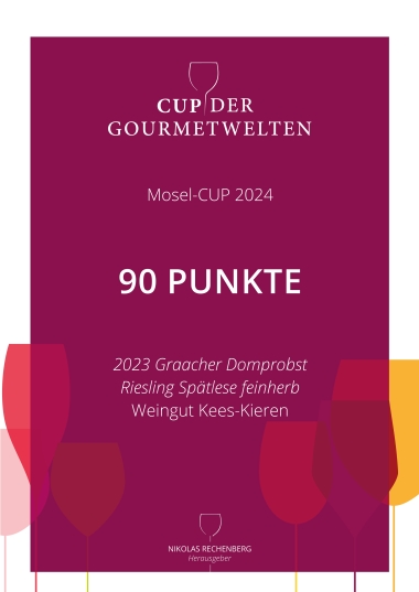 Urkunde Mosel CUP 2024 Spätlese feinherb